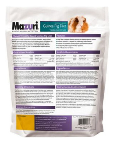 Alimento Para Cuyo Bulto 11.33 Kg Guinea Pig Diet De Mazuri
