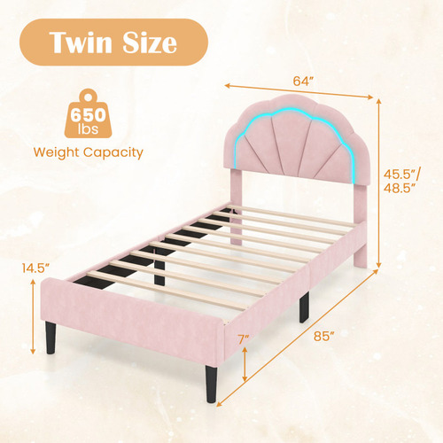 Base De Cama Rosa Con Luz Led Gpl Individual