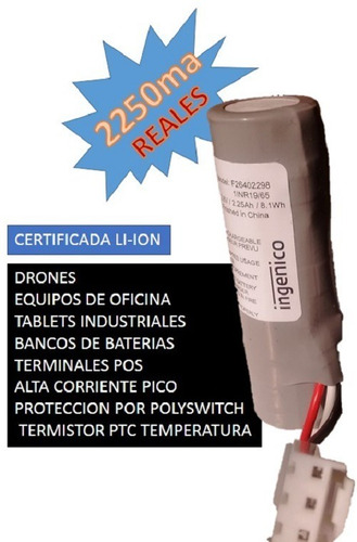 Bateria 18650 Recargable 2250ma Full Ficha + Pcm + Sensor