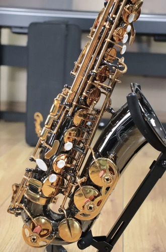 Saxofone Alto Condor Csa-22 Tudel Curvo - Cor Preto Laqueado