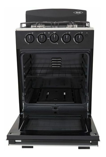Imagen 3 de 5 de Estufa Haceb Romero 50-T gas natural 4 quemadores negra 120V puerta con visor