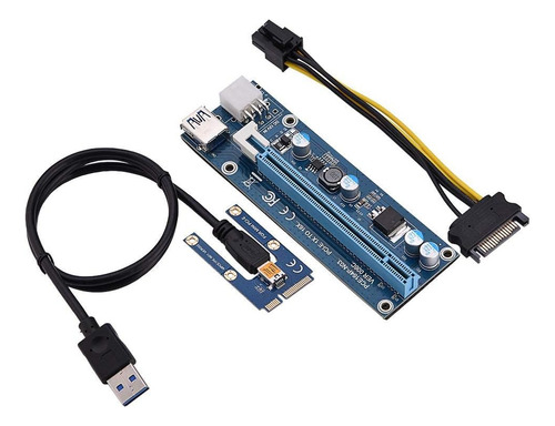 Adaptador Pci-e 1x A 16x Para Gpu Con Alimentacion Usb 3.0. Azul