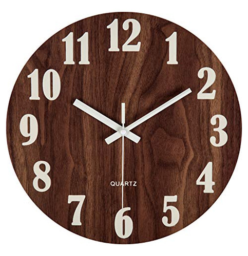 Reloj  Pared Madera Estilo Toscano Oficina Hogar Silencioso