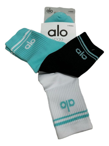 Calcetas Deportivas 2/4 Calidad Premium Menta Blanco Negro Unitalla