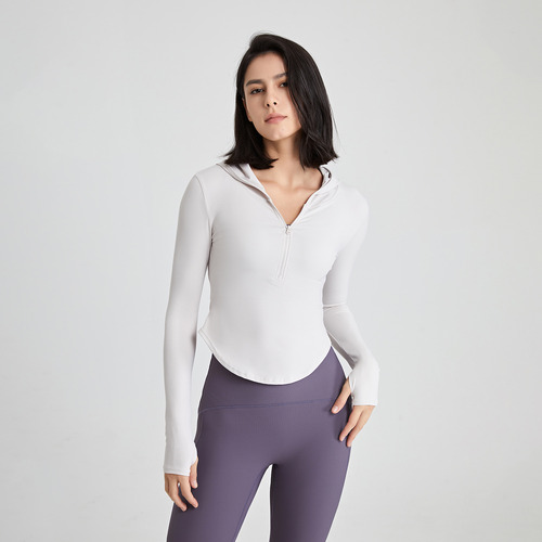 Sudadera Capucha Y Media Cremallera Para Yoga Top Ajustado