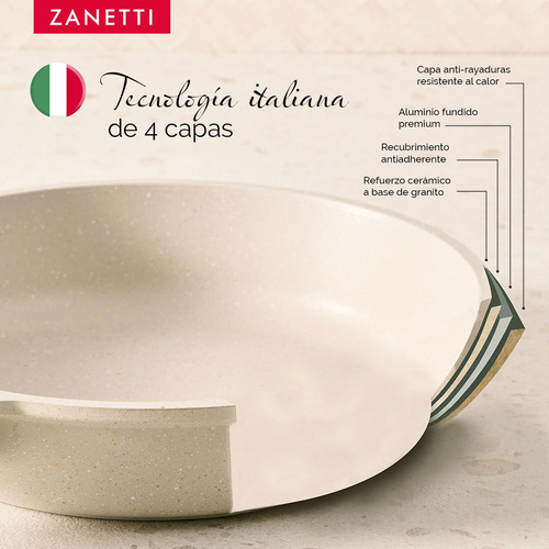 Sartén 26 Cm Antiadherente Granito Gris Mango Removible