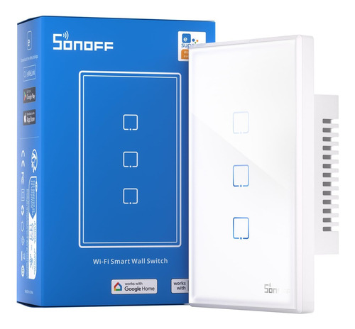 Interruptor Inteligente Sonoff T2 Blanco 3 Botones Wifi