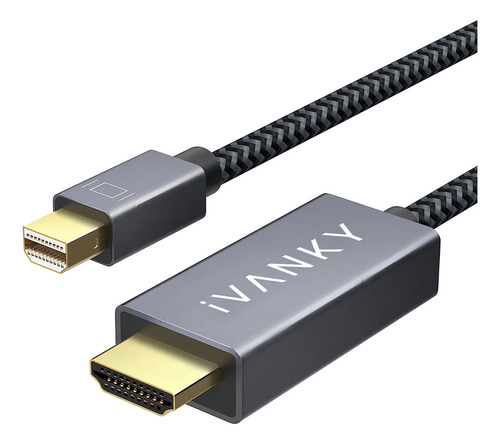 Ivanky Cable Mini Displayport A Hdmi, Cable Mini Dp A Hdmi, 2m, 6,6 Ft, Full Hd 1080p Compatible Con Macbook Air, Surface Pro, Monitor, Proyector Y Más - Gris Espacio