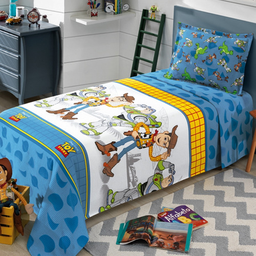 Colcha Solteiro Piquet Toy Story C/ Porta Travesseiro Dohler