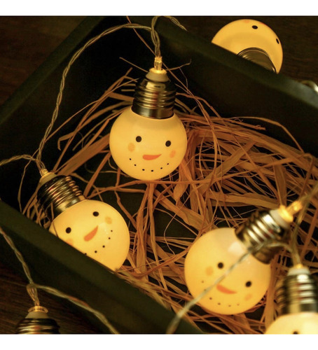 Cadena De Luces Navideñas De Muñeco De Nieve 3m 20 Luces