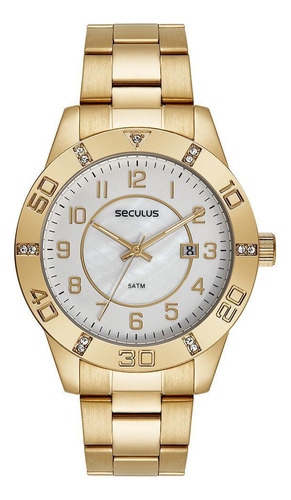 Relógio Seculus Glamour Dourado 77198lpsvds1 40mm Aço