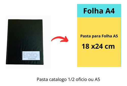 Pasta Catálogo Colorido Com 50 Envelopes E Visor 1/2 Oficio Cor Verde