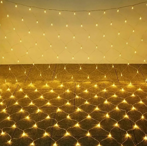 Imagen 7 de 9 de Red Cortina Led Luz Blanca Calido 96 Ext Inter 220v 1.5x1.5m