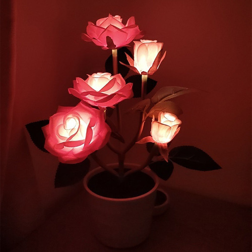 - Luz Led Rosa Flor Con Energía Solar Al Aire Libre