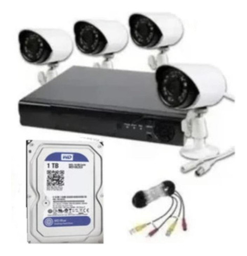 Sistema Vigilancia Dvr Cctv 4 Cámaras Fhd + Disco Duro 1tb