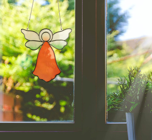Atrapa Sol D Acrílico Diseño De Ángel Para Colgar En Ventana
