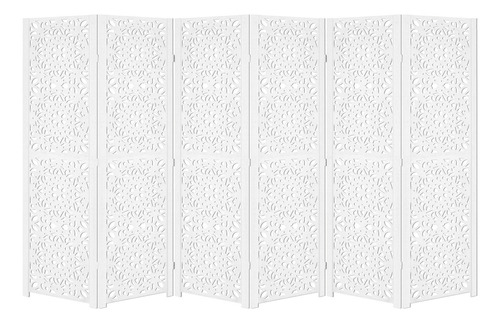 Kit 6 Biombo Mandala Branco Sanfonado Separador Folha Painel Divisória Com Dobradiça Jt Home