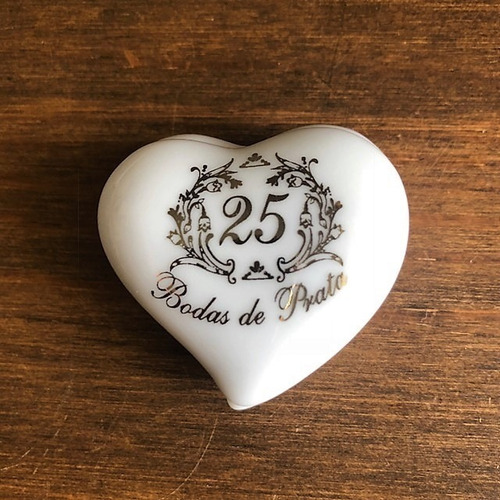 Kit 10 Porta-joias Coração Bodas Prata 25 Anos Casamento