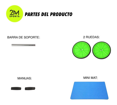 Imagen 3 de 10 de Rueda Abdominales + Mini Mat Entrenamiento Fitness Ejercicio