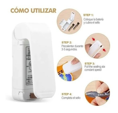 Mini Sellador De Bolsas De Plástico Portátil Color Blanco