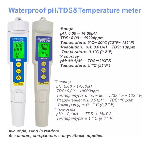 Phmetro Digital, Tds- T° (3en1) + 3 Sobres Ph