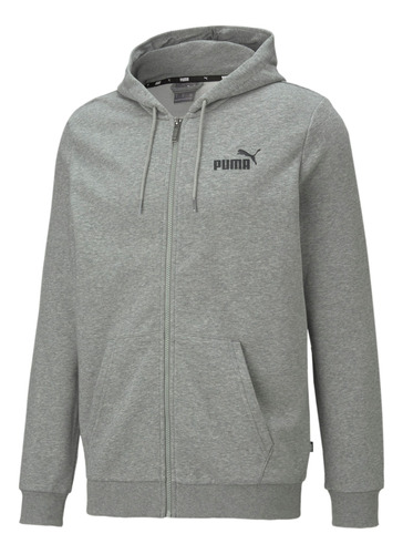 Campera Hoodie Hombre Puma Essentials Fz Gris