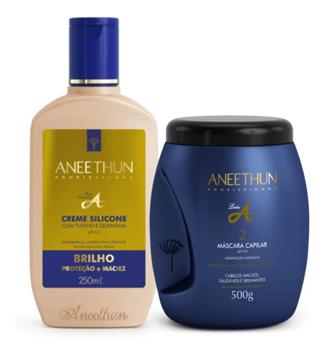 Kit Aneethun Linha A Creme De Silicone 250ml E Máscara 500g