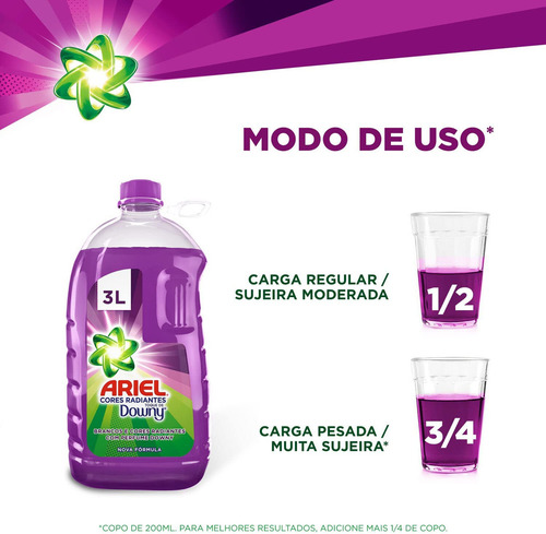 Sabão Líquido Cores Radiantes Toque De Downy 3 Litros Ari