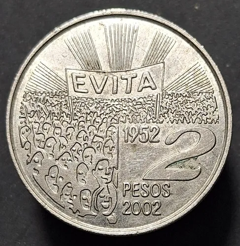 Moneda Argentina 2 Pesos Eva Peron 2002 (Usado)