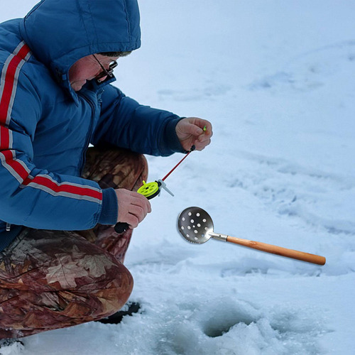 Cuchara De Pesca En Hielo, Cuchara De Hielo De Metal, Mango