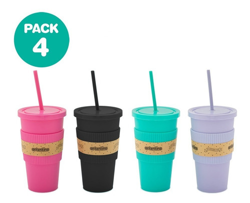 Imagen 2 de 5 de 4 Vaso Jarro Taza Sorbete Faja Silicona Frio Calor Artentino