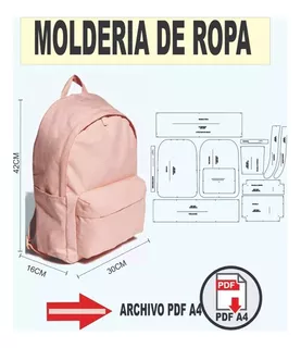 Molderia Mochila Morral Bolso Patron Imprimible Juvenil A4