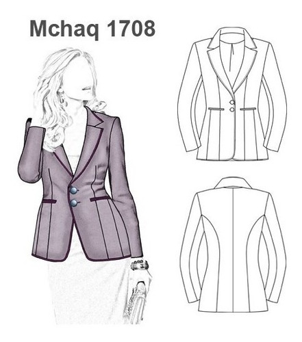 ( Moldes De Ropa)  Campera Blazer Mujer 1708