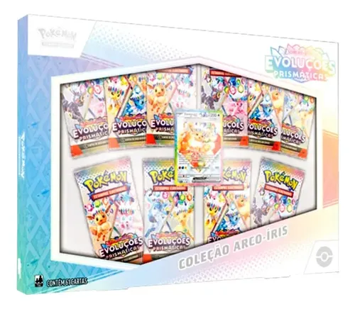 Box Pokémon Evoluções Prismáticas Coleção Eevee Arco Íris