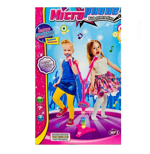 Micrófono Doble Star Party Mp3 Led Pedestal Niñas Niños