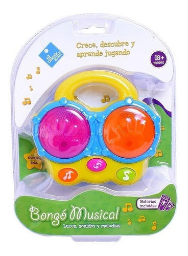 Bongo Tambor Mini Para Bebe Con Luz Y Sonido Duende Azul Ful