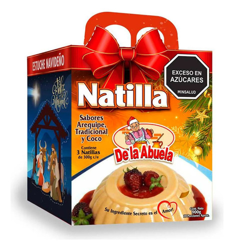 Estuche Navideño De La Abuela - Surtido × 3 Natillas De 300g