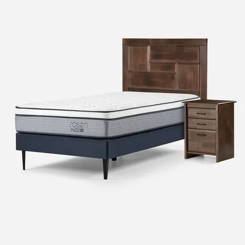 Cama Europea Rosen Indie 1,5 Plazas + Muebles Dolce