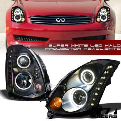 For 2003-2007 G35 2d Coupe Matte Blk Drl White Led Halo  Gt2