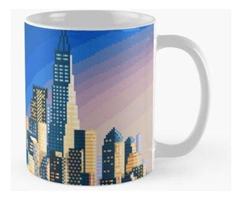 Taza Skyline De Nueva York Pixel Art (coloreado) Calidad Pre