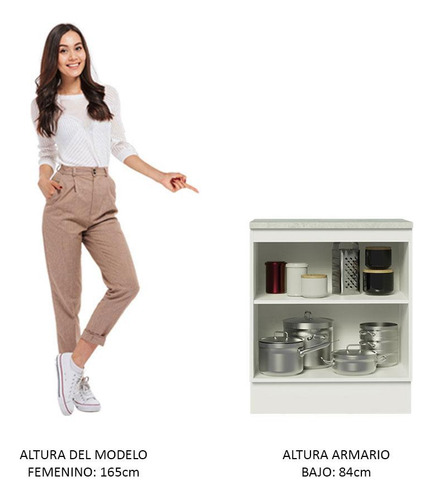Mueble de cocina 2 puertas Madesa Glamy 70 cm blanco/marrón