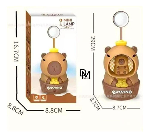 Lámpara Capibara Recargable Usb Luz De Noche Capibara Sombrero Amarillo