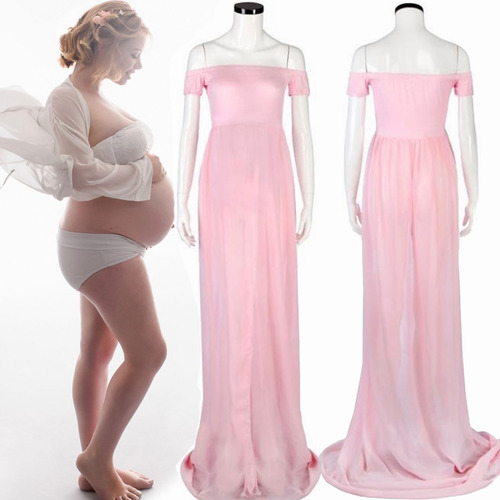 Imagen 8 de 8 de Vestido Maternal Sesión De Fotos Embarazadas Manga Corta