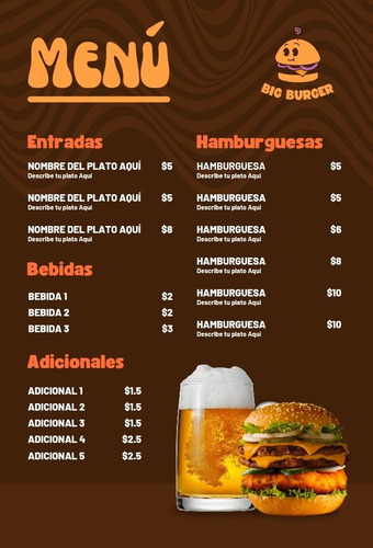 MenĂș De Comidas Para Restaurant Impresos En Glasse