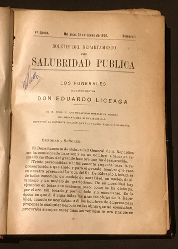 Boletín Del Departamento De Salubridad Pública 1920 #1 - 12 