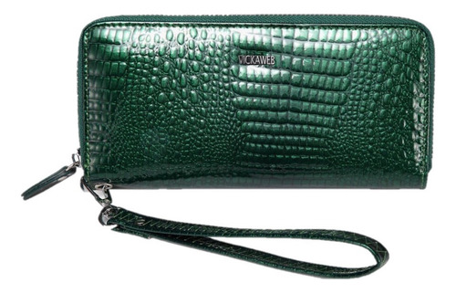 Billetera Larga Mujer Cuero Genuino Vickaweb Mod. Green