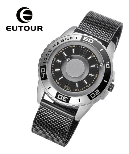 Relógio magnético de quartzo inoxidável Eutour Fashion Silver Bezel Color