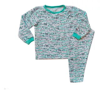 Pijama Manga Longa Infantil De Moletinho Safari Animais Cecí