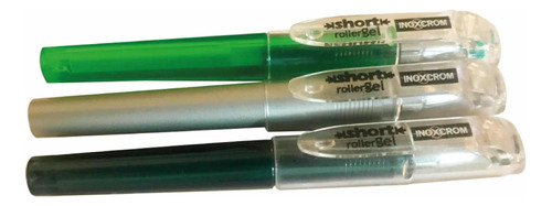 Bolígrafos Short Roller Gel Setx3 Unds  Verde Plata Y Negro