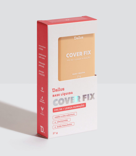 Base de maquiagem em líquida Dailus Cover Fix SPF 30 - Dailus Base Líquida Cover Fix FPS 30 - Dailus tom d.3 - claro - 27g